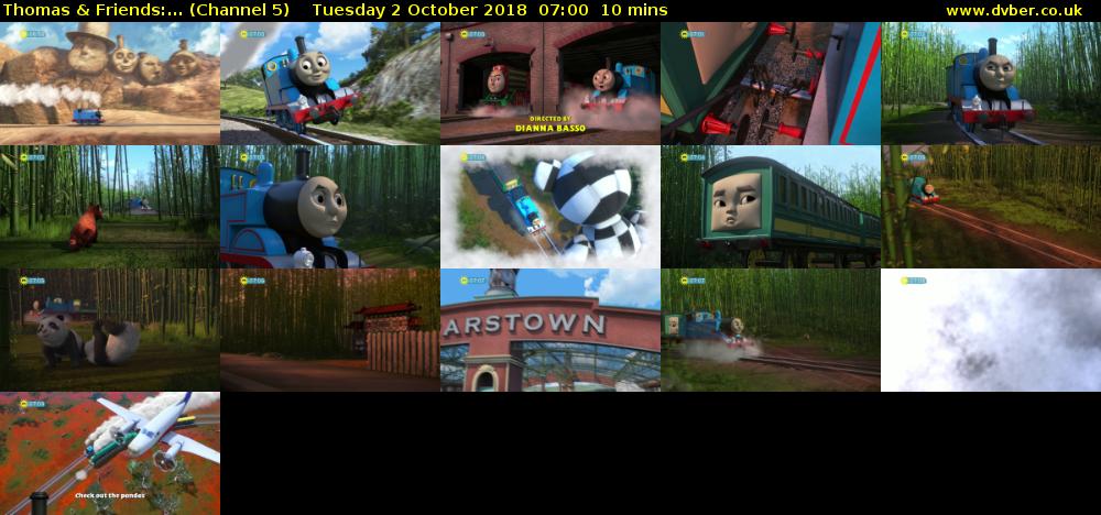Thomas & Friends:... (Channel 5) Tuesday 2 October 2018 07:00 - 07:10