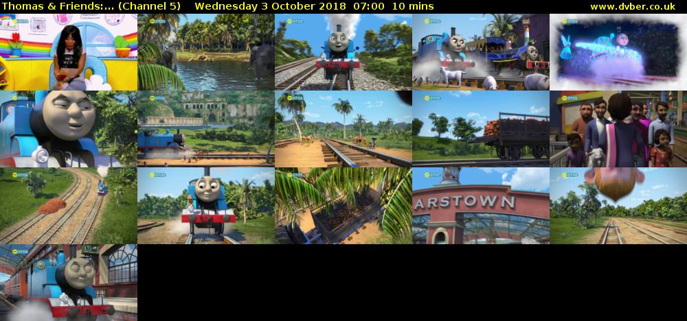 Thomas & Friends:... (Channel 5) Wednesday 3 October 2018 07:00 - 07:10