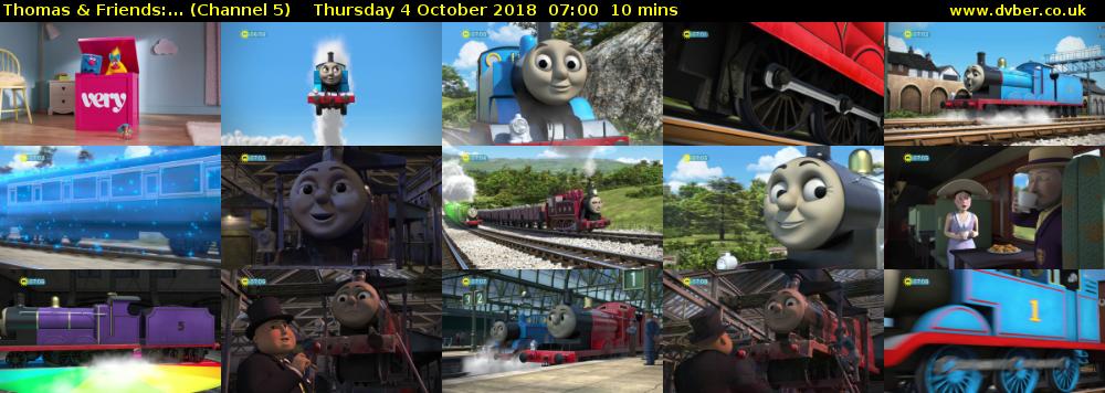 Thomas & Friends:... (Channel 5) Thursday 4 October 2018 07:00 - 07:10