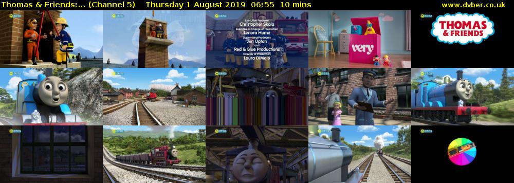 Thomas & Friends:... (Channel 5) Thursday 1 August 2019 06:55 - 07:05