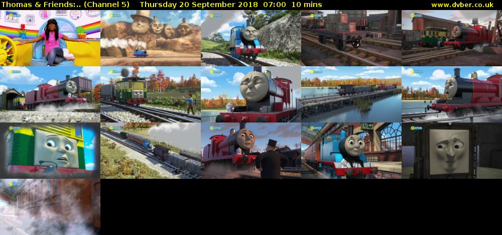 Thomas & Friends:.. (Channel 5) Thursday 20 September 2018 07:00 - 07:10