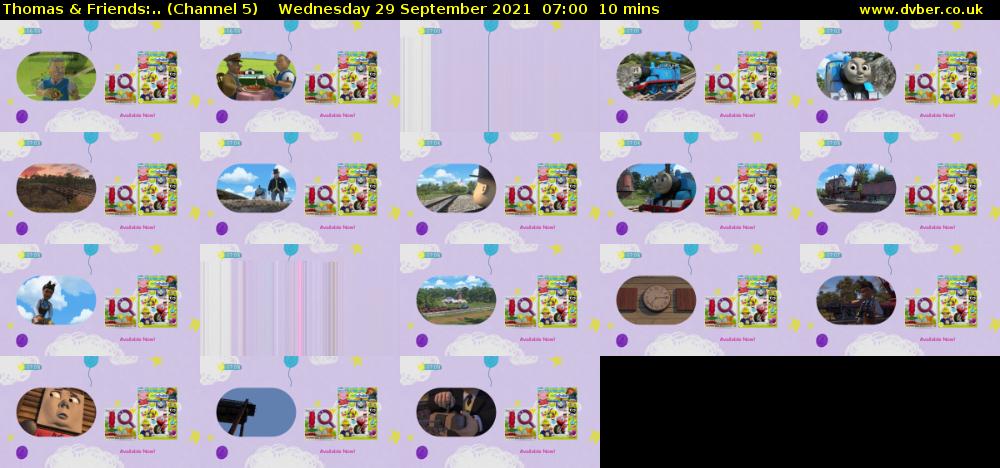 Thomas & Friends:.. (Channel 5) Wednesday 29 September 2021 07:00 - 07:10