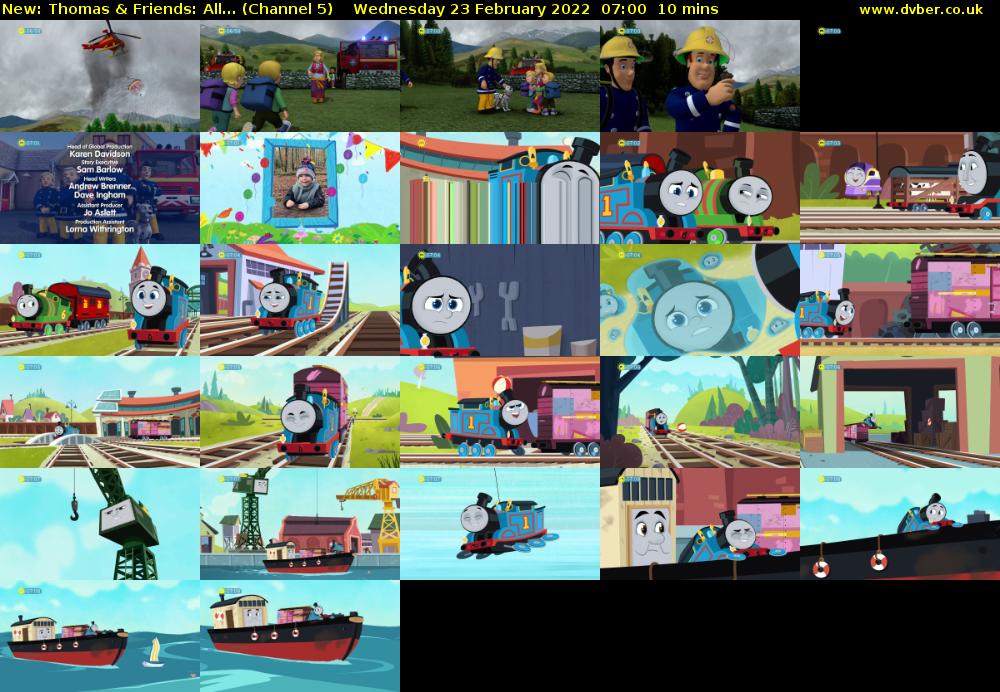 Thomas & Friends: All... (Channel 5) Wednesday 23 February 2022 07:00 - 07:10