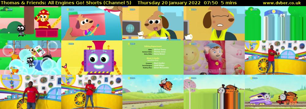 Thomas & Friends: All Engines Go! Shorts (Channel 5) Thursday 20 January 2022 07:50 - 07:55