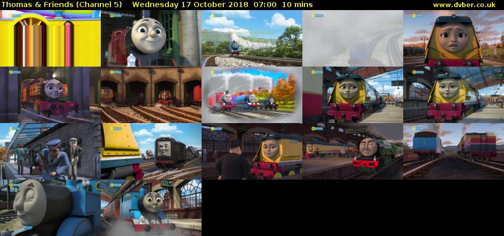 Thomas & Friends (Channel 5) Wednesday 17 October 2018 07:00 - 07:10