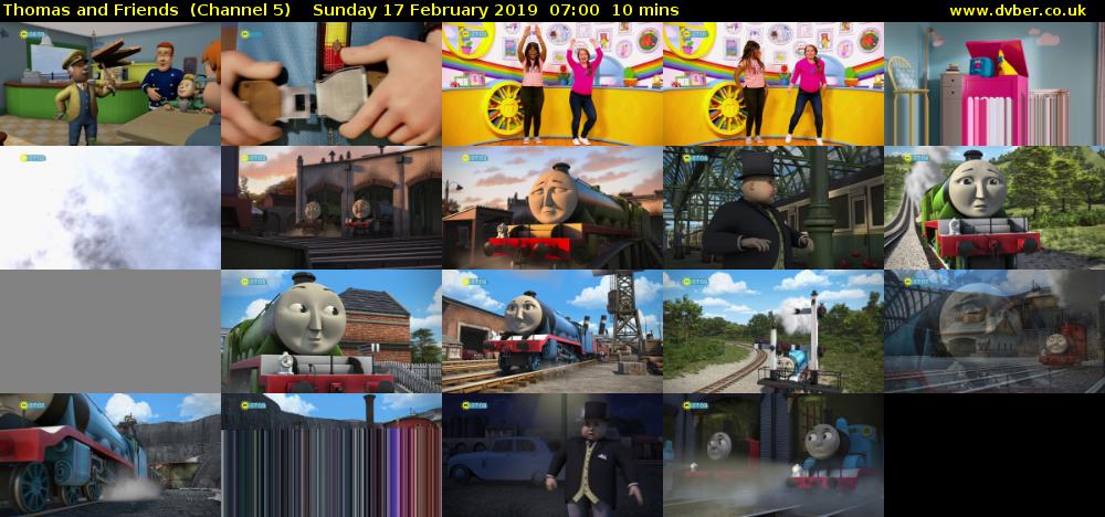Thomas and Friends  (Channel 5) Sunday 17 February 2019 07:00 - 07:10