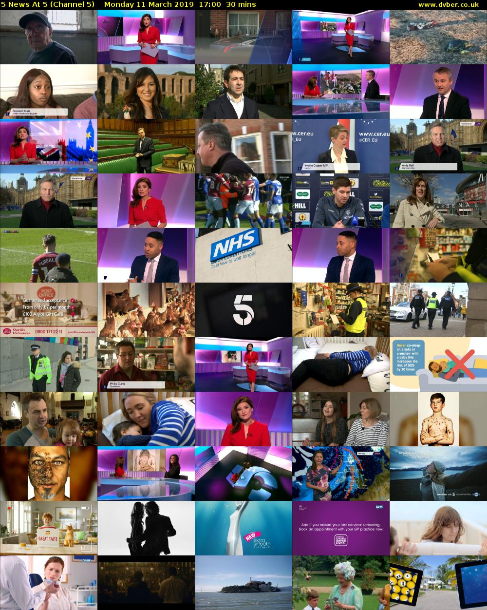 5 News At 5 (Channel 5) Monday 11 March 2019 17:00 - 17:30