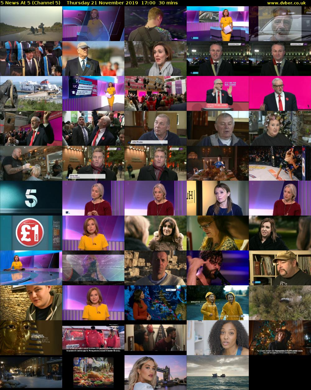 5 News At 5 (Channel 5) Thursday 21 November 2019 17:00 - 17:30