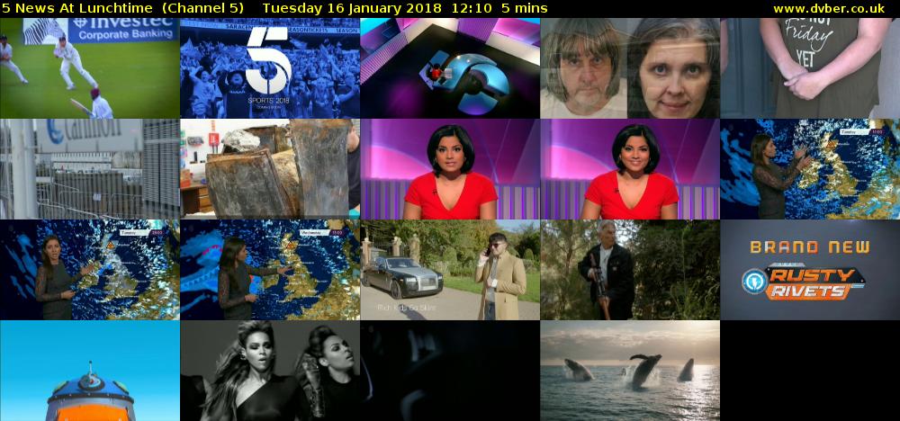 5 News At Lunchtime  (Channel 5) Tuesday 16 January 2018 12:10 - 12:15