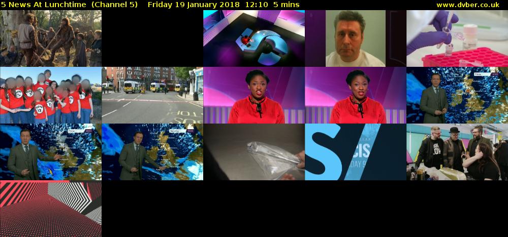 5 News At Lunchtime  (Channel 5) Friday 19 January 2018 12:10 - 12:15
