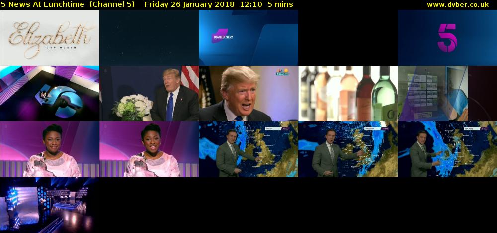 5 News At Lunchtime  (Channel 5) Friday 26 January 2018 12:10 - 12:15