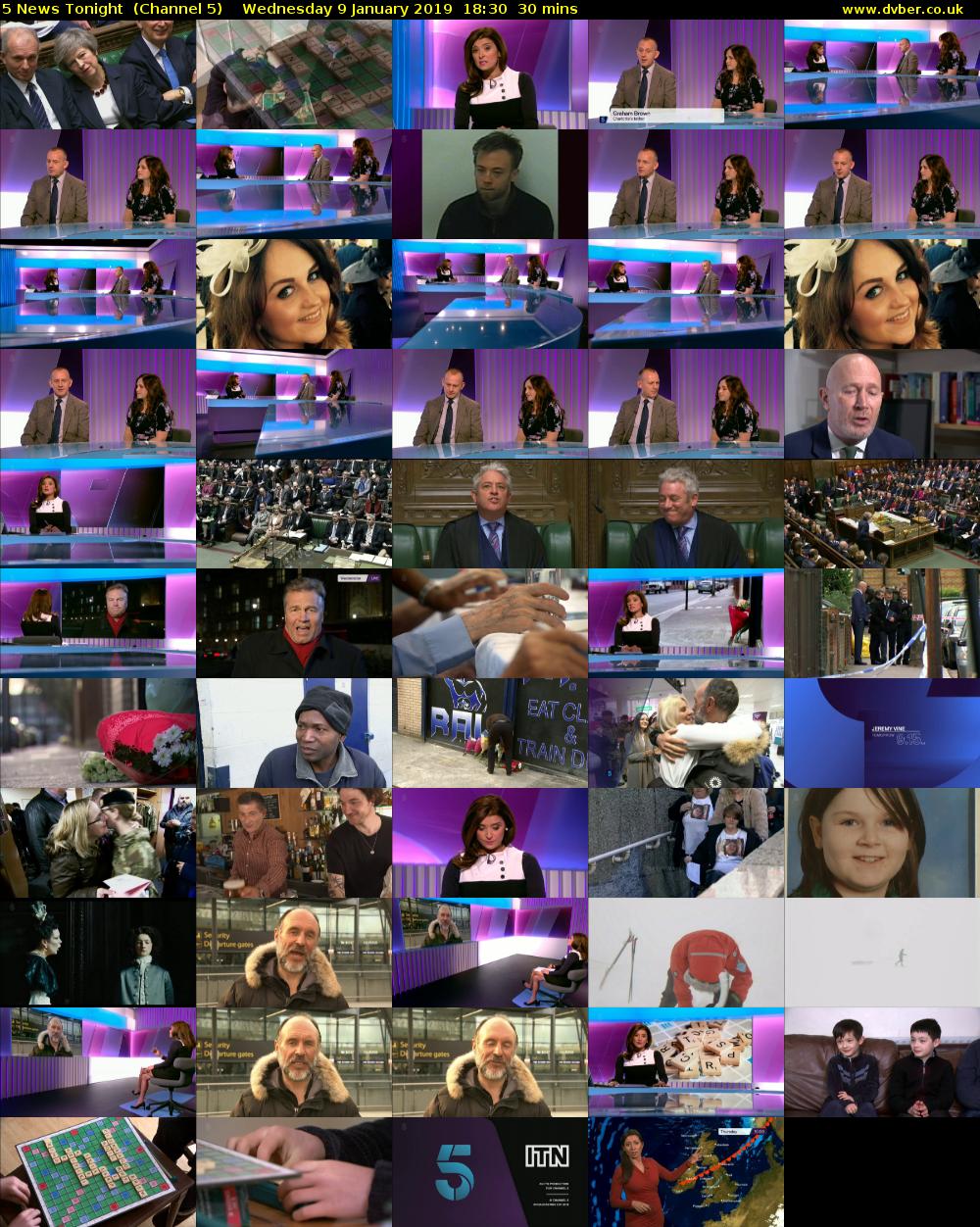 5 News Tonight  (Channel 5) Wednesday 9 January 2019 18:30 - 19:00