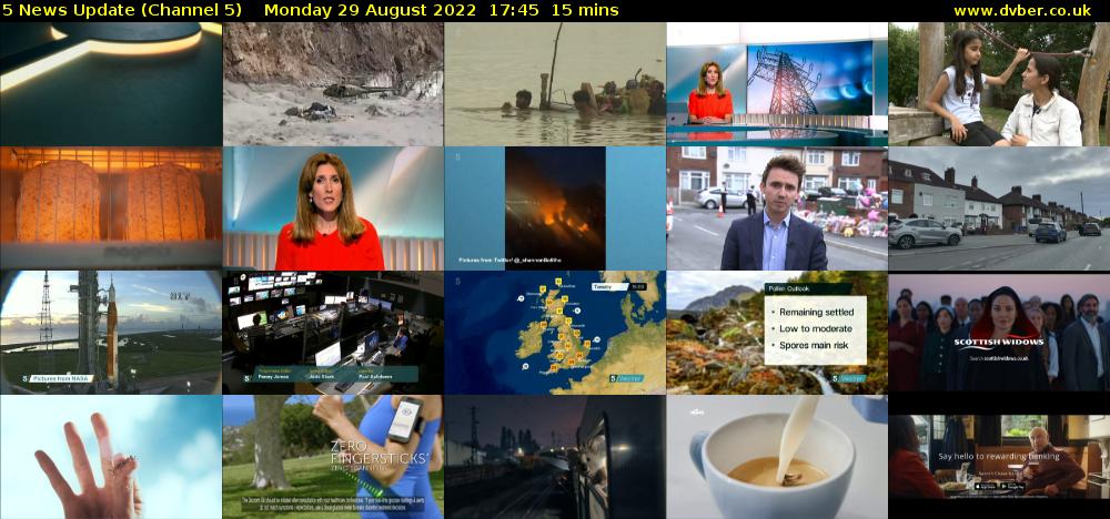 5 News Update (Channel 5) Monday 29 August 2022 17:45 - 18:00