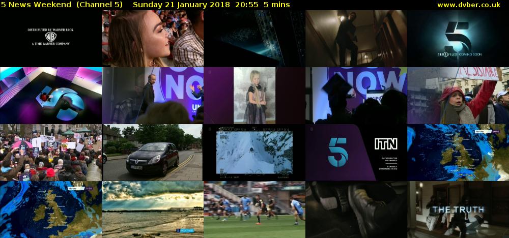 5 News Weekend  (Channel 5) Sunday 21 January 2018 20:55 - 21:00