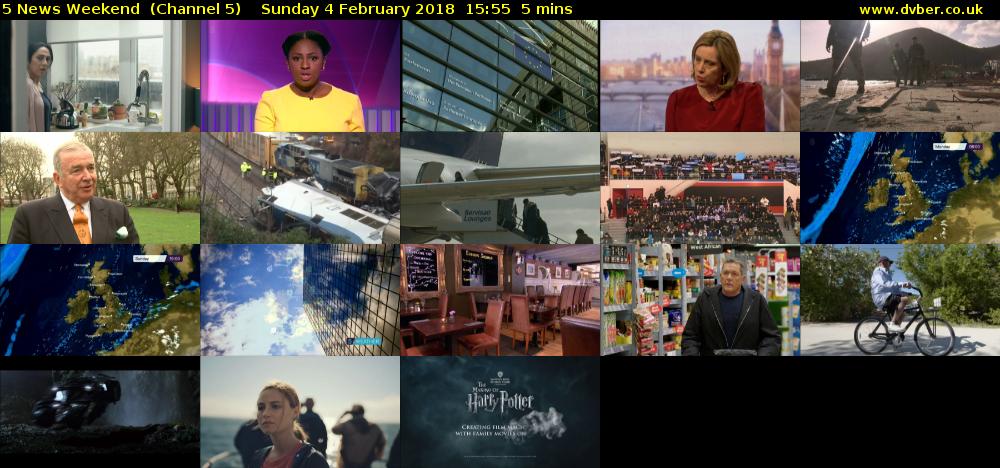 5 News Weekend  (Channel 5) Sunday 4 February 2018 15:55 - 16:00