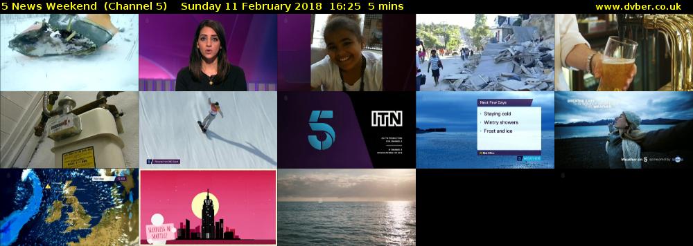 5 News Weekend  (Channel 5) Sunday 11 February 2018 16:25 - 16:30