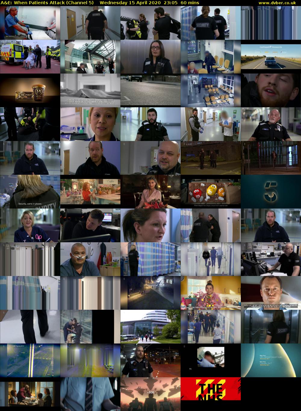 A&E: When Patients Attack (Channel 5) Wednesday 15 April 2020 23:05 - 00:05