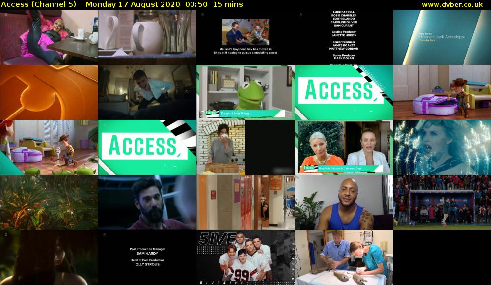 Access (Channel 5) Monday 17 August 2020 00:50 - 01:05