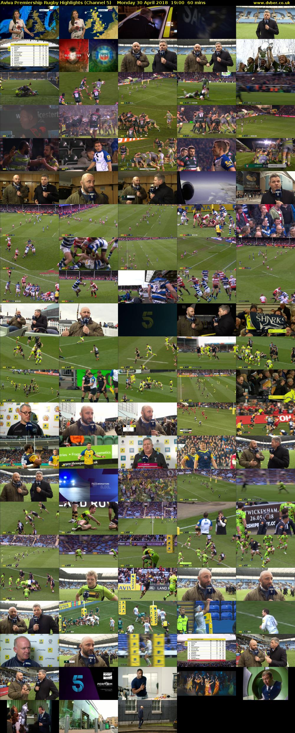 Aviva Premiership Rugby Highlights (Channel 5) Monday 30 April 2018 19:00 - 20:00