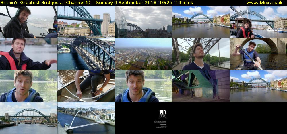 Britain's Greatest Bridges... (Channel 5) Sunday 9 September 2018 10:25 - 10:35