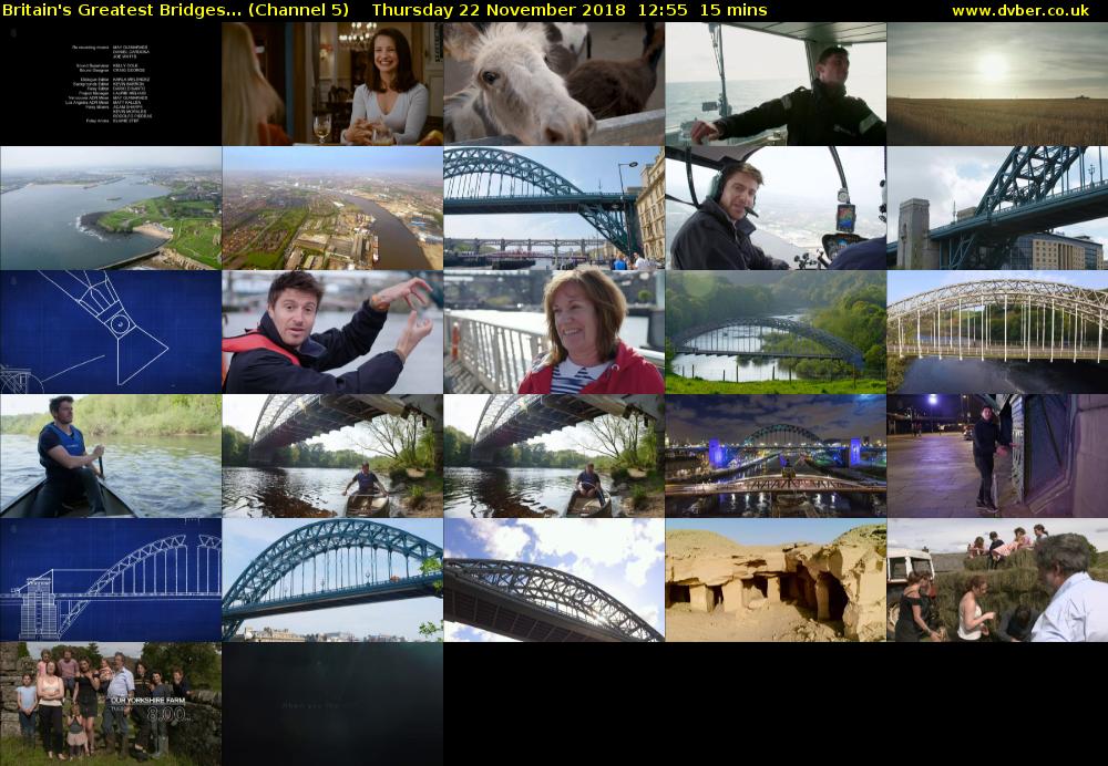 Britain's Greatest Bridges... (Channel 5) Thursday 22 November 2018 12:55 - 13:10