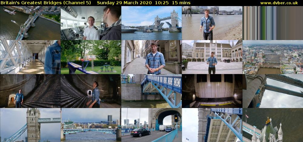 Britain's Greatest Bridges (Channel 5) Sunday 29 March 2020 10:25 - 10:40