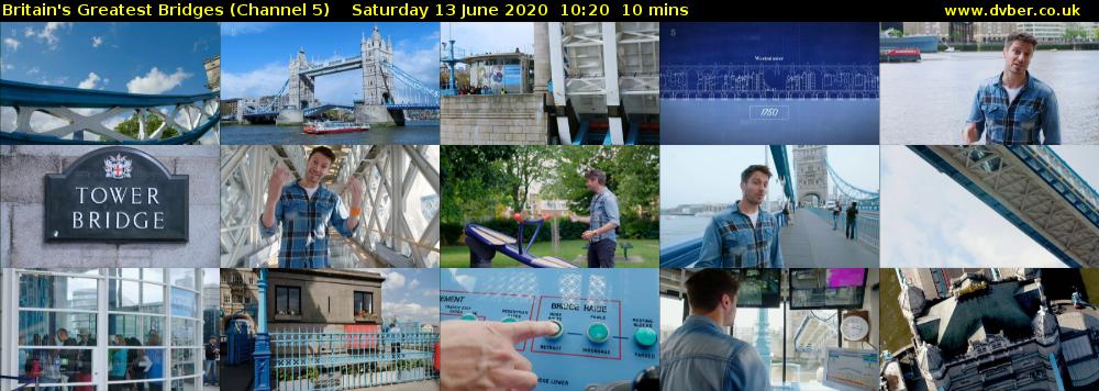 Britain's Greatest Bridges (Channel 5) Saturday 13 June 2020 10:20 - 10:30