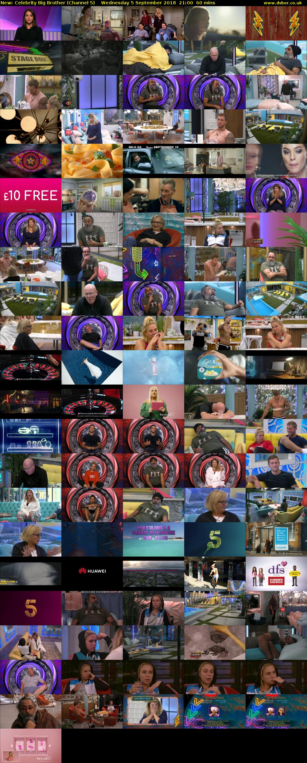 Celebrity Big Brother (Channel 5) Wednesday 5 September 2018 21:00 - 22:00