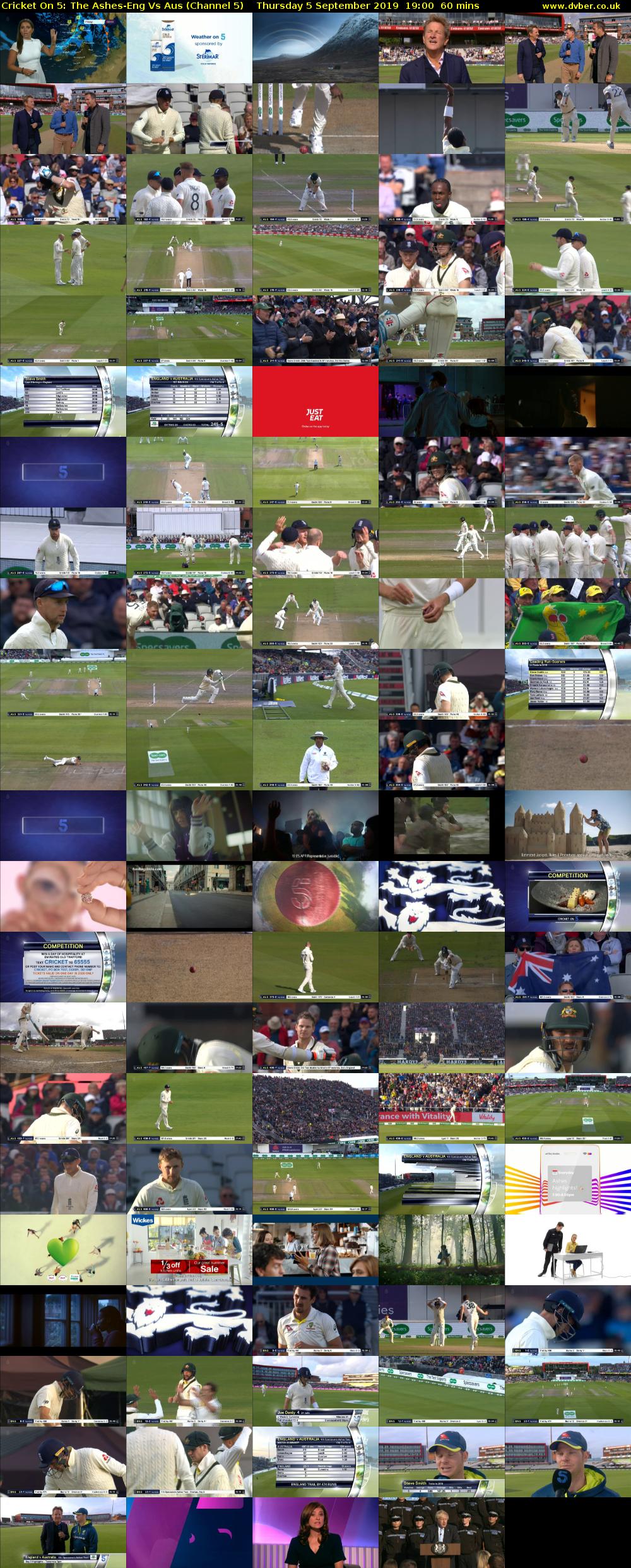 Cricket On 5: The Ashes-Eng Vs Aus (Channel 5) Thursday 5 September 2019 19:00 - 20:00