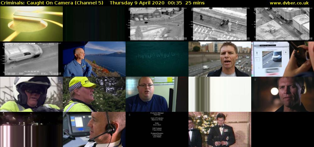 Criminals: Caught On Camera (Channel 5) Thursday 9 April 2020 00:35 - 01:00