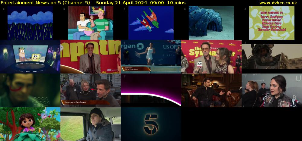 Entertainment News on 5 (Channel 5) Sunday 21 April 2024 09:00 - 09:10