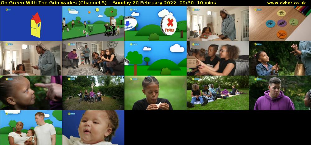 Go Green With The Grimwades (Channel 5) Sunday 20 February 2022 09:30 - 09:40