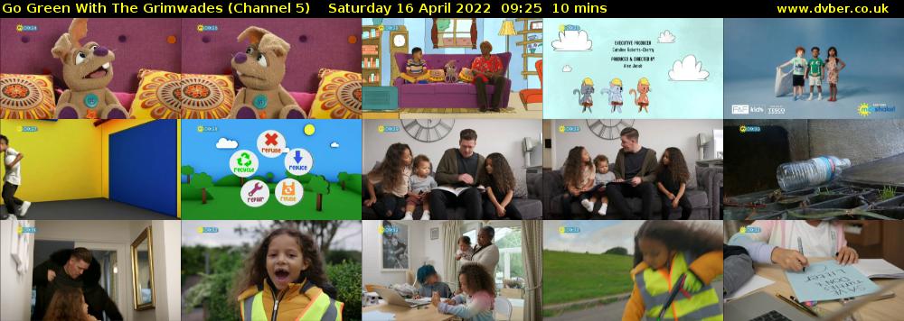 Go Green With The Grimwades (Channel 5) Saturday 16 April 2022 09:25 - 09:35
