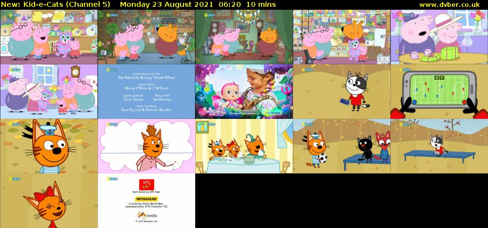 Kid-e-Cats (Channel 5) Monday 23 August 2021 06:20 - 06:30