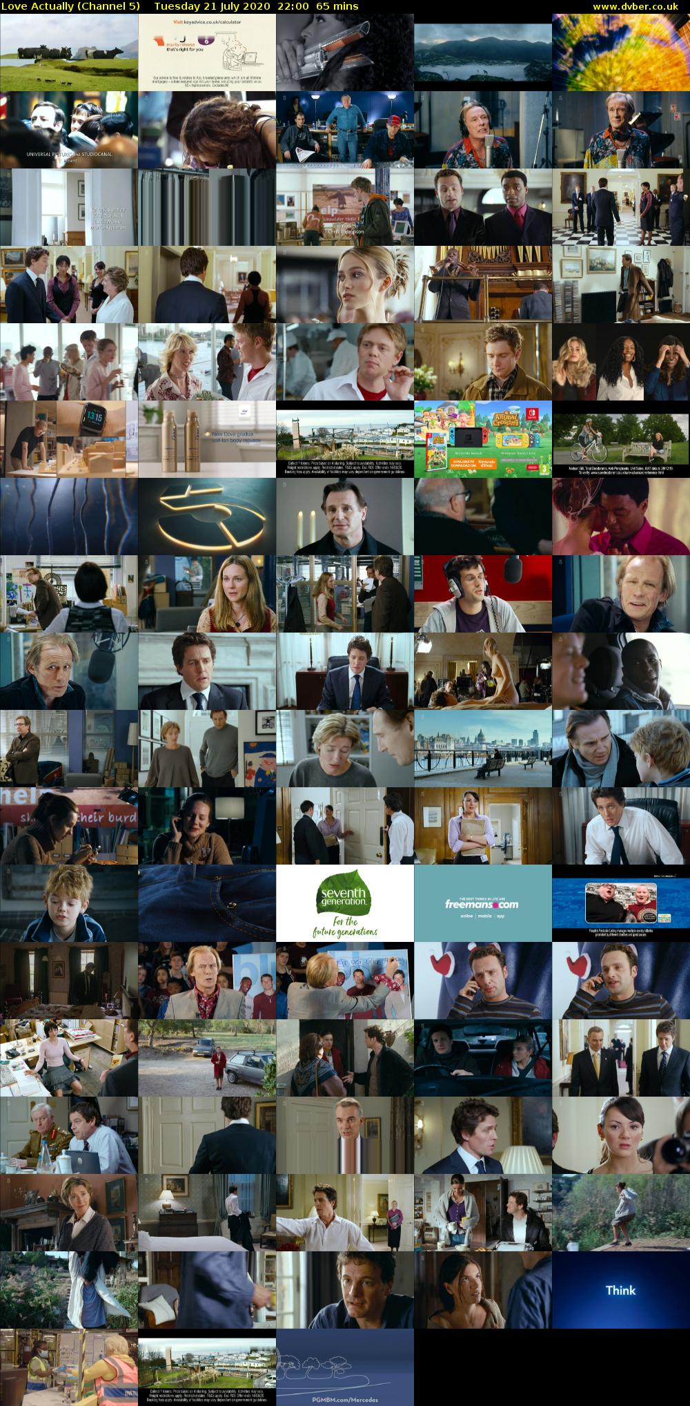 Love Actually (Channel 5) Tuesday 21 July 2020 22:00 - 23:05