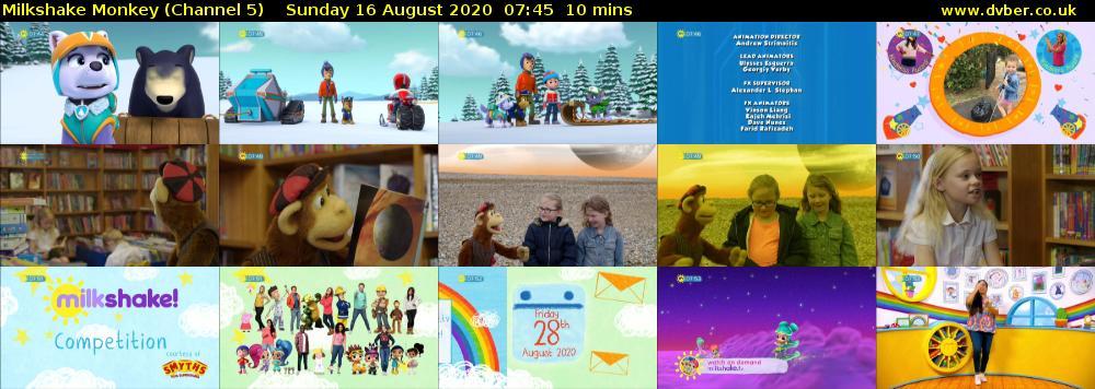 Milkshake Monkey (Channel 5) Sunday 16 August 2020 07:45 - 07:55