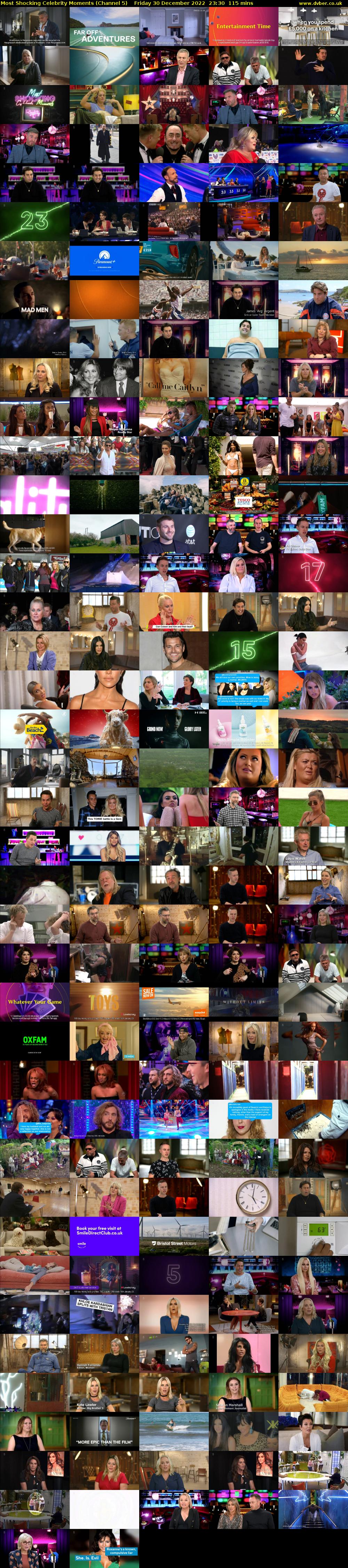 Most Shocking Celebrity Moments (Channel 5) Friday 30 December 2022 23:30 - 01:25