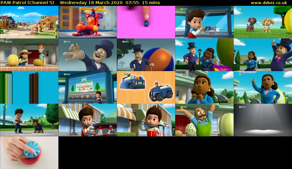 PAW Patrol (Channel 5) Wednesday 18 March 2020 07:55 - 08:10
