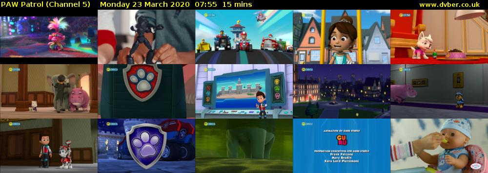 PAW Patrol (Channel 5) Monday 23 March 2020 07:55 - 08:10