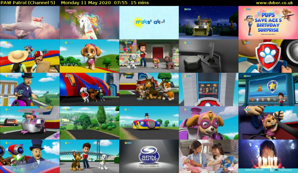 PAW Patrol (Channel 5) Monday 11 May 2020 07:55 - 08:10