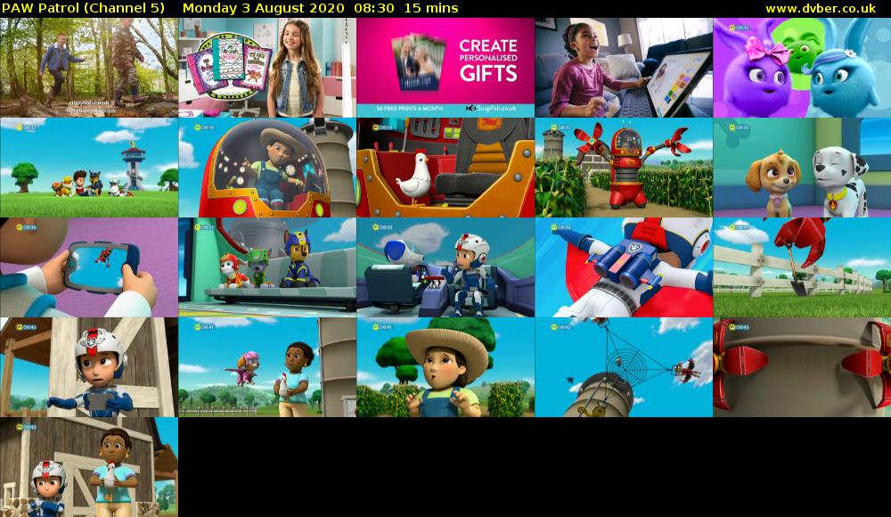 PAW Patrol (Channel 5) Monday 3 August 2020 08:30 - 08:45