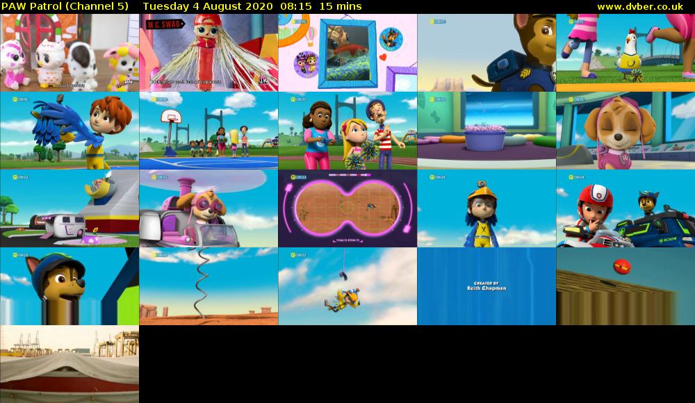 PAW Patrol (Channel 5) Tuesday 4 August 2020 08:15 - 08:30