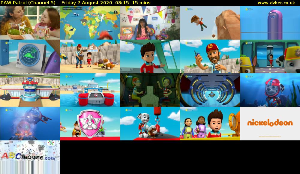 PAW Patrol (Channel 5) Friday 7 August 2020 08:15 - 08:30