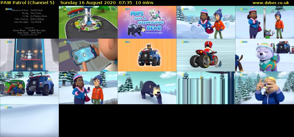 PAW Patrol (Channel 5) Sunday 16 August 2020 07:35 - 07:45
