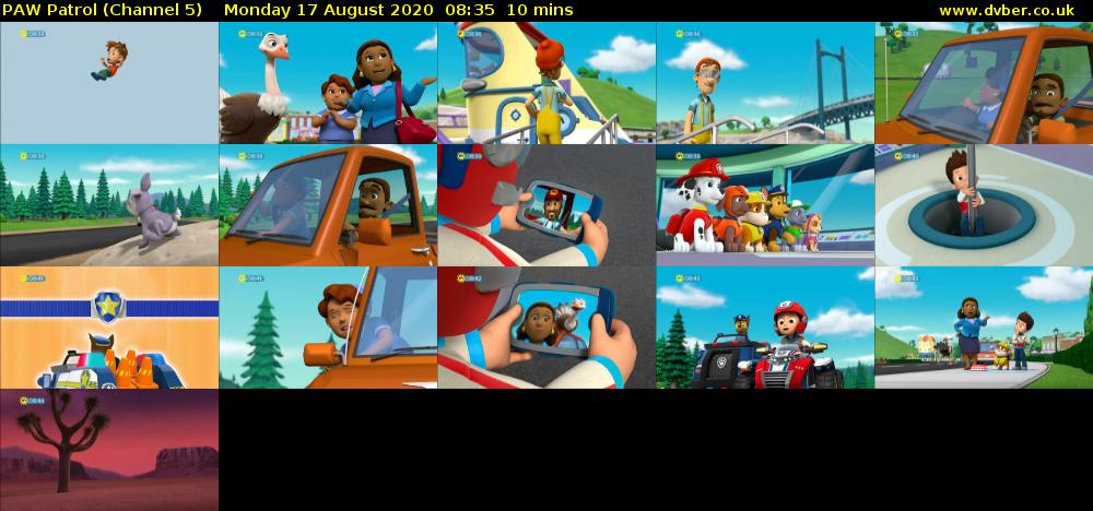 PAW Patrol (Channel 5) Monday 17 August 2020 08:35 - 08:45