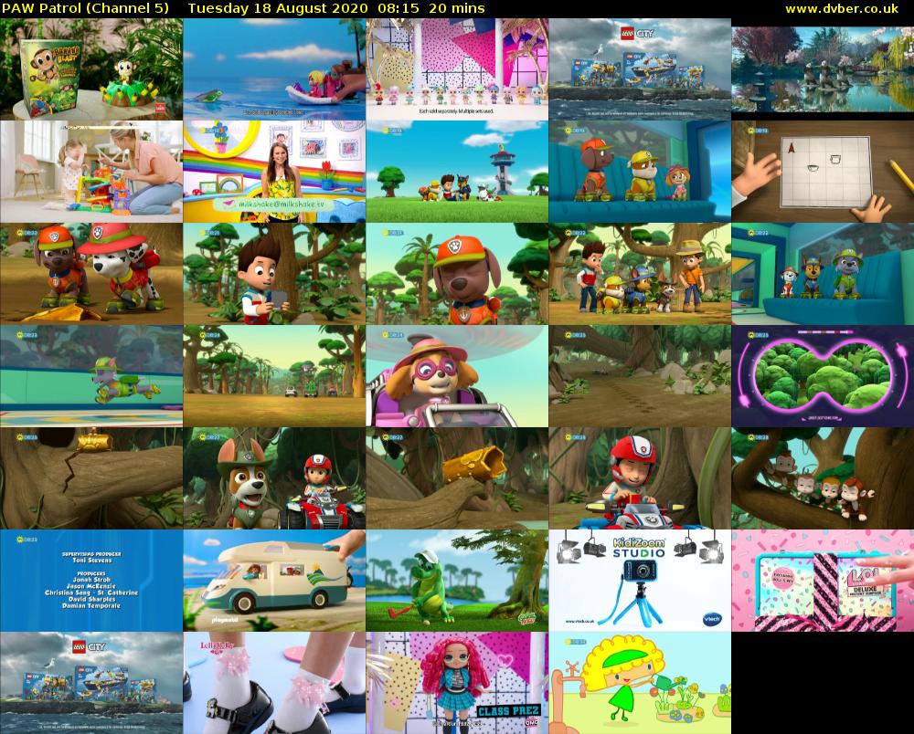 PAW Patrol (Channel 5) Tuesday 18 August 2020 08:15 - 08:35