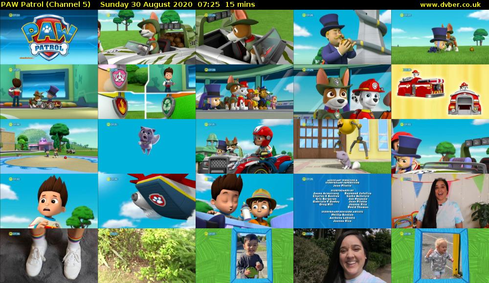 PAW Patrol (Channel 5) Sunday 30 August 2020 07:25 - 07:40