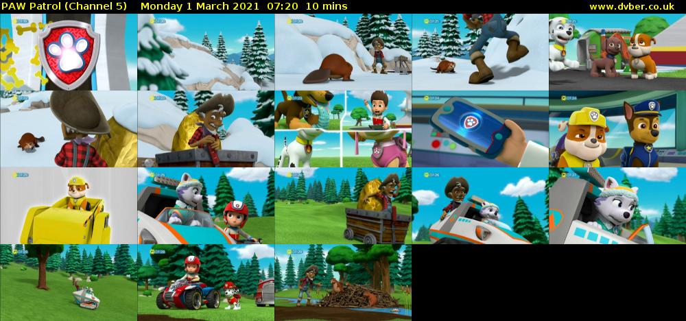 PAW Patrol (Channel 5) Monday 1 March 2021 07:20 - 07:30
