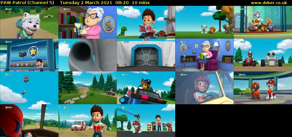 PAW Patrol (Channel 5) Tuesday 2 March 2021 08:20 - 08:30