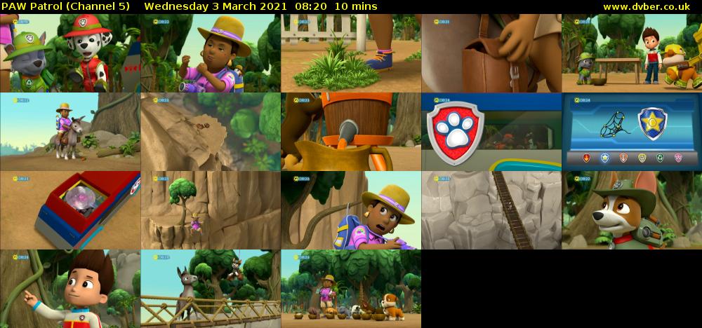 PAW Patrol (Channel 5) Wednesday 3 March 2021 08:20 - 08:30